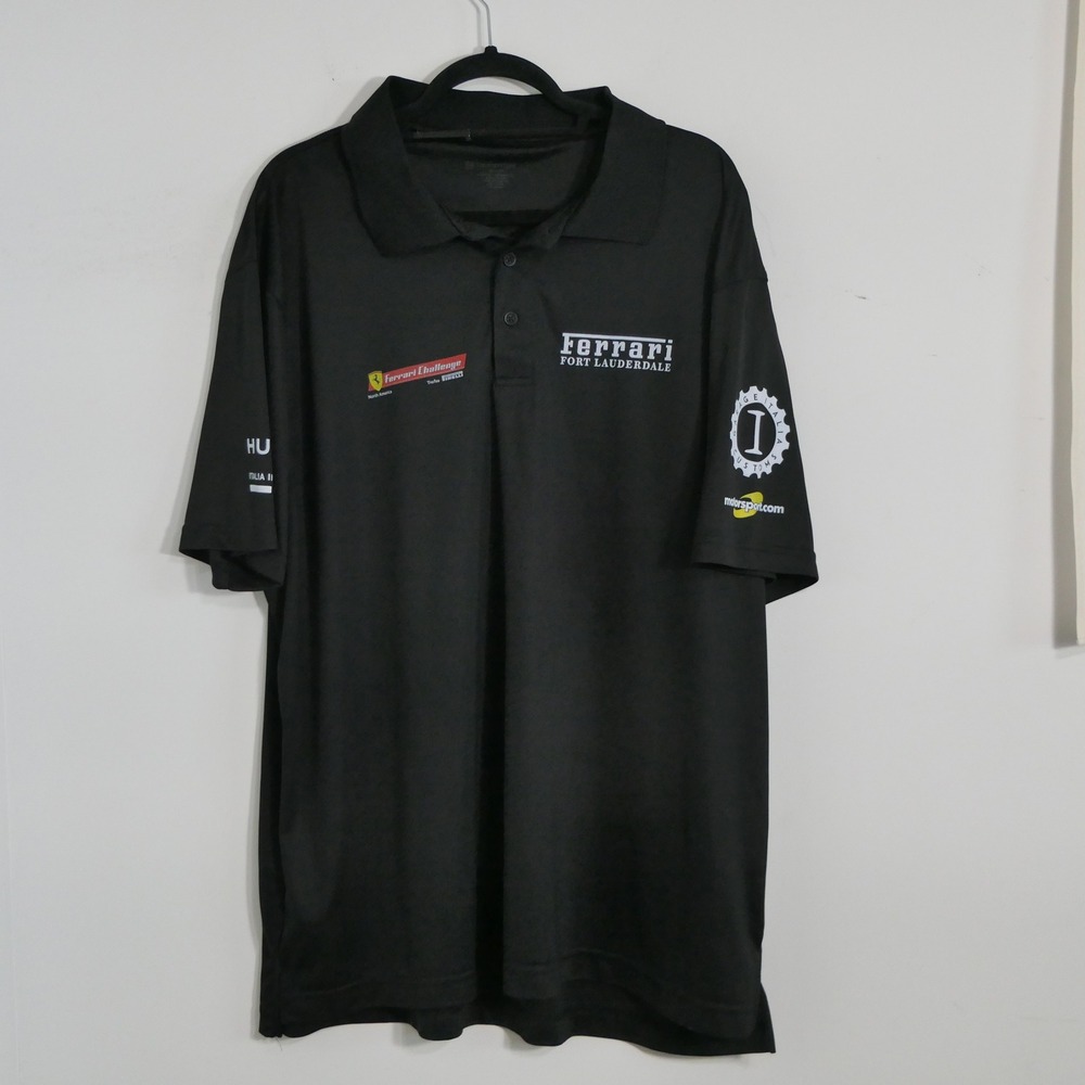 Harriton Men Ferrari Racing Polo Shirt 2XL Black Fort Lauderdale Motorsport Auto